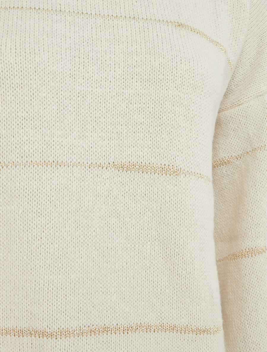 Pull uni à rayures irisées - Crème - 3