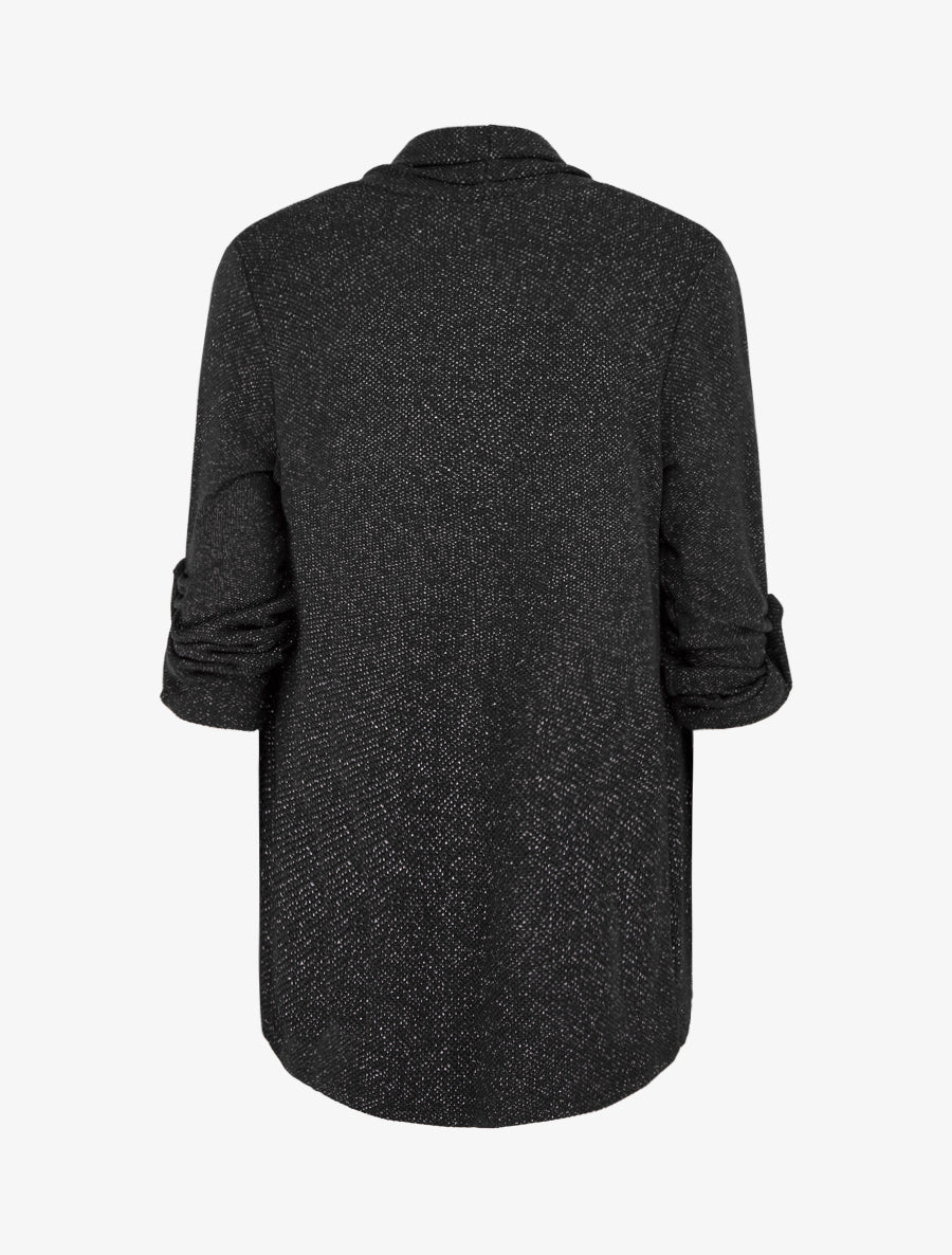 Gilet uni irisé à manches longues retroussables - Noir - 2