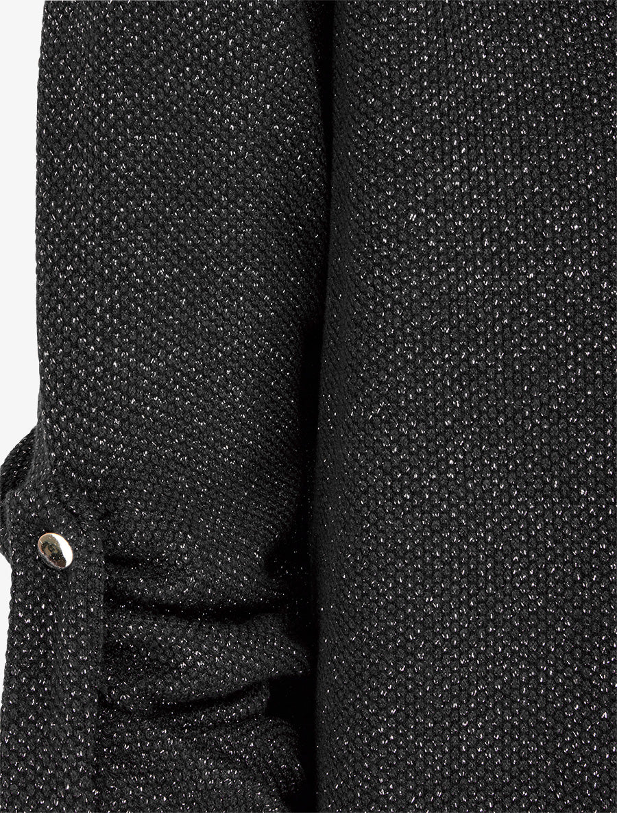 Gilet uni irisé à manches longues retroussables - Noir - 3