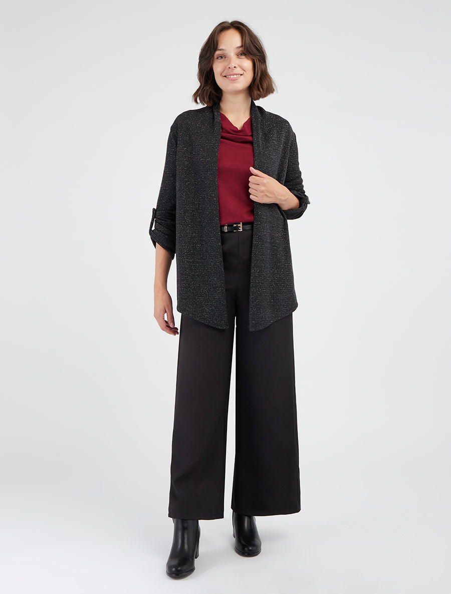 Gilet semplice iridescente a maniche lunghe arrotolabili - Nero