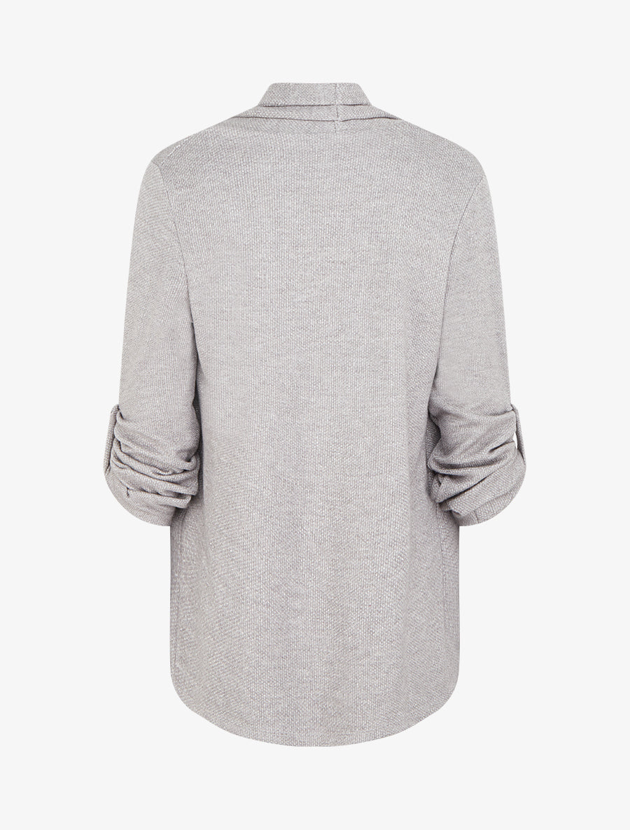 Gilet uni irisé à manches longues retroussables - Gris - 2