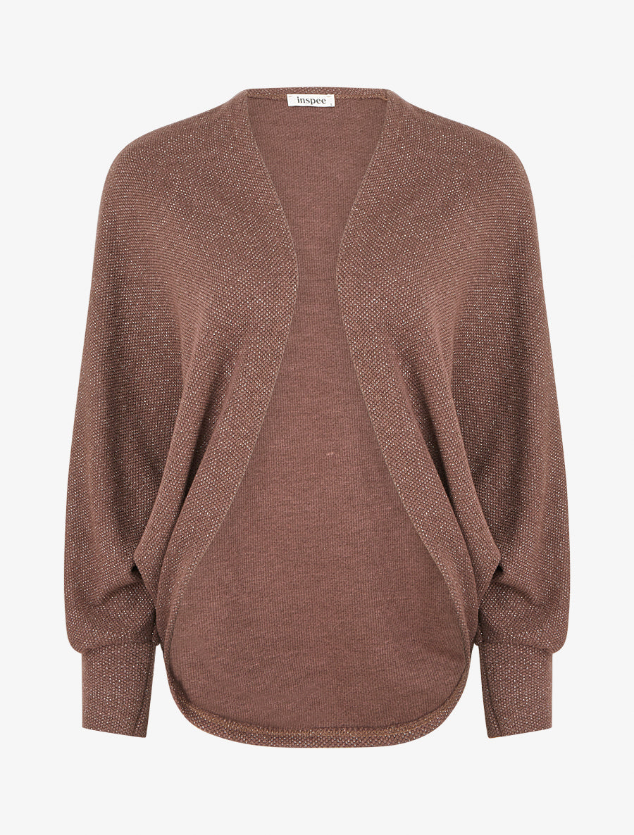 Gilet uni irisé à manches chauves-souris - Marron - 1