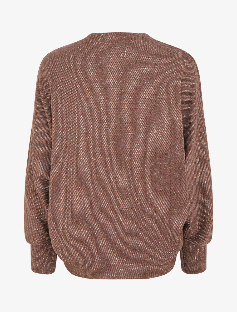 Gilet uni irisé à manches chauves-souris - Marron - 2