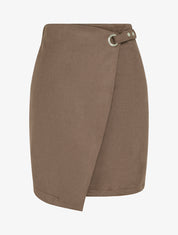 Gonna stile portafoglio con occhiello - Marrone