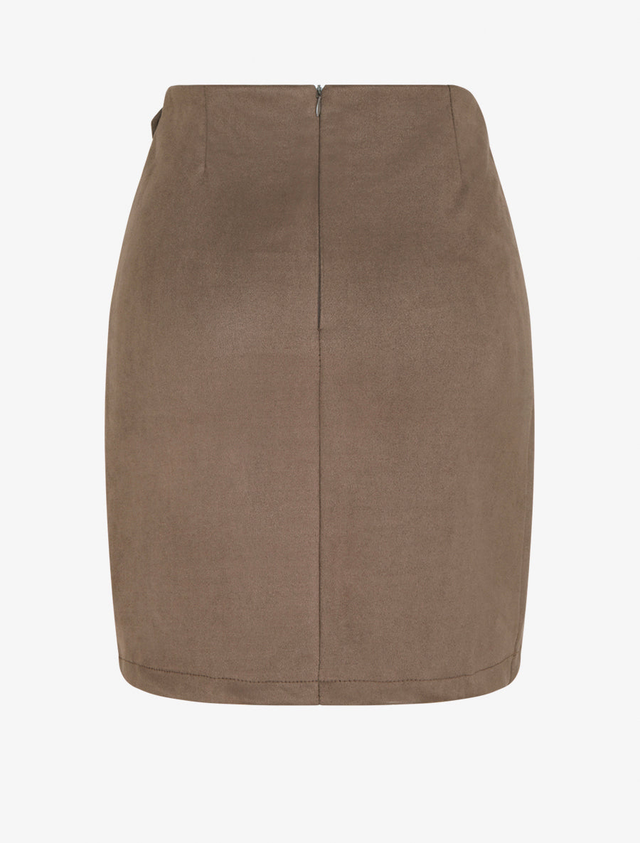 Gonna stile portafoglio con occhiello - Marrone