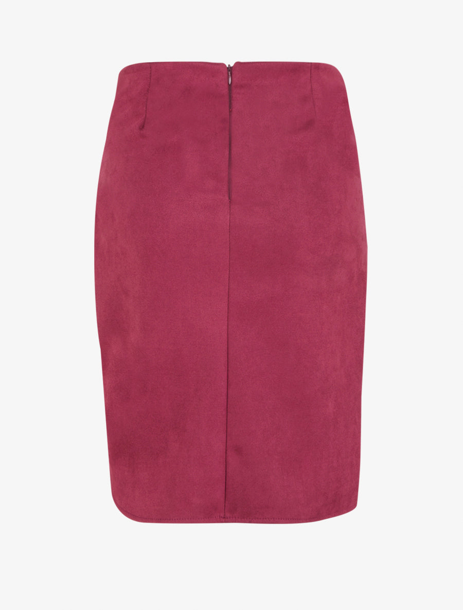 Jupe asymétrique en suédine - Lie de vin - 2