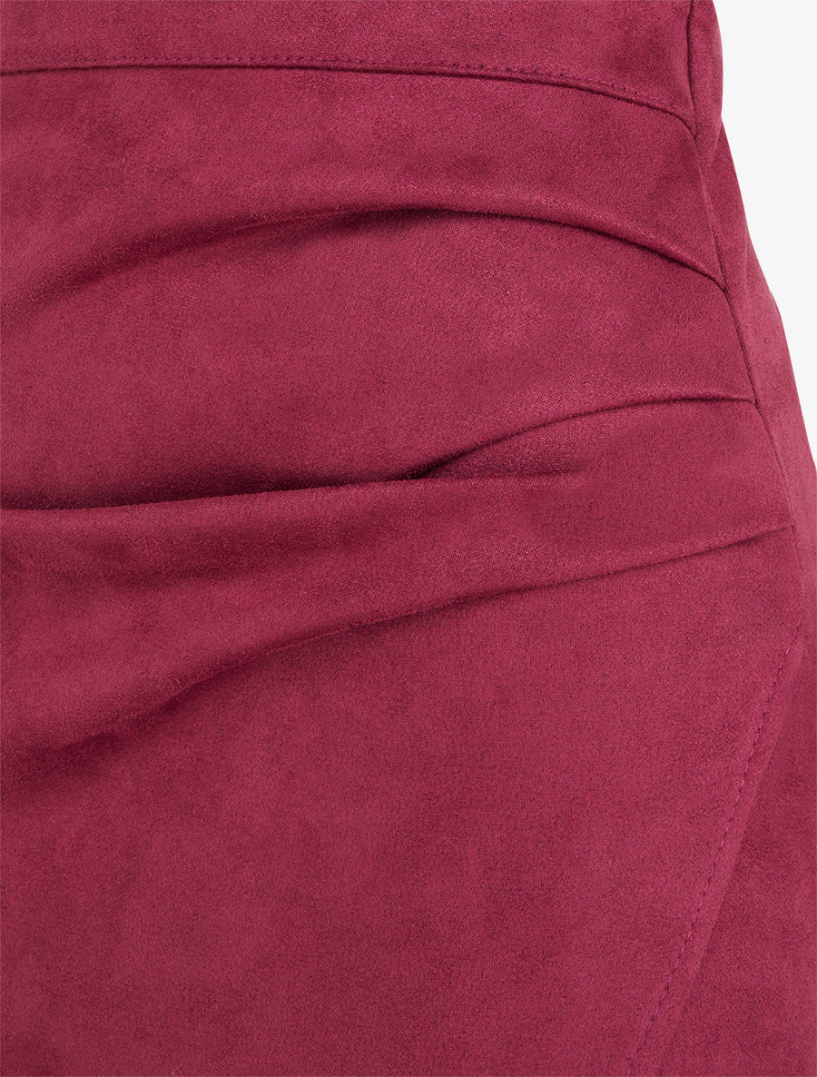Jupe asymétrique en suédine - Lie de vin - 3