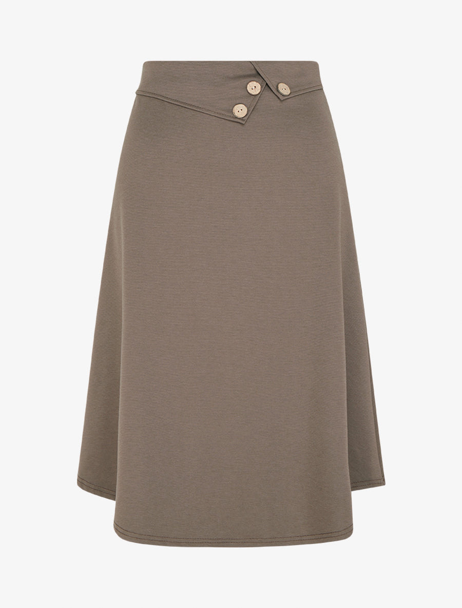 Jupe trapèze à rabats boutonnés - Taupe - 1