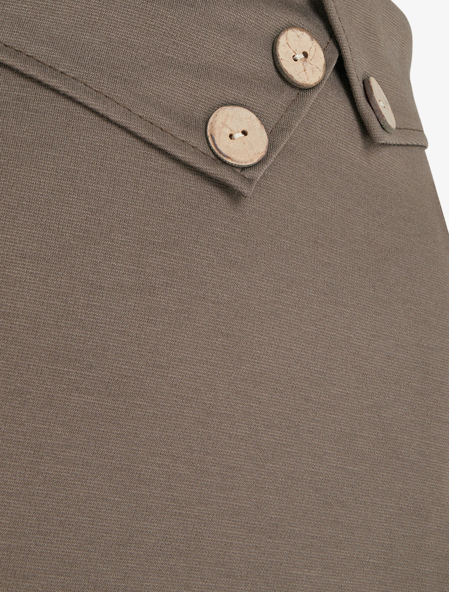 Jupe trapèze à rabats boutonnés - Taupe - 3