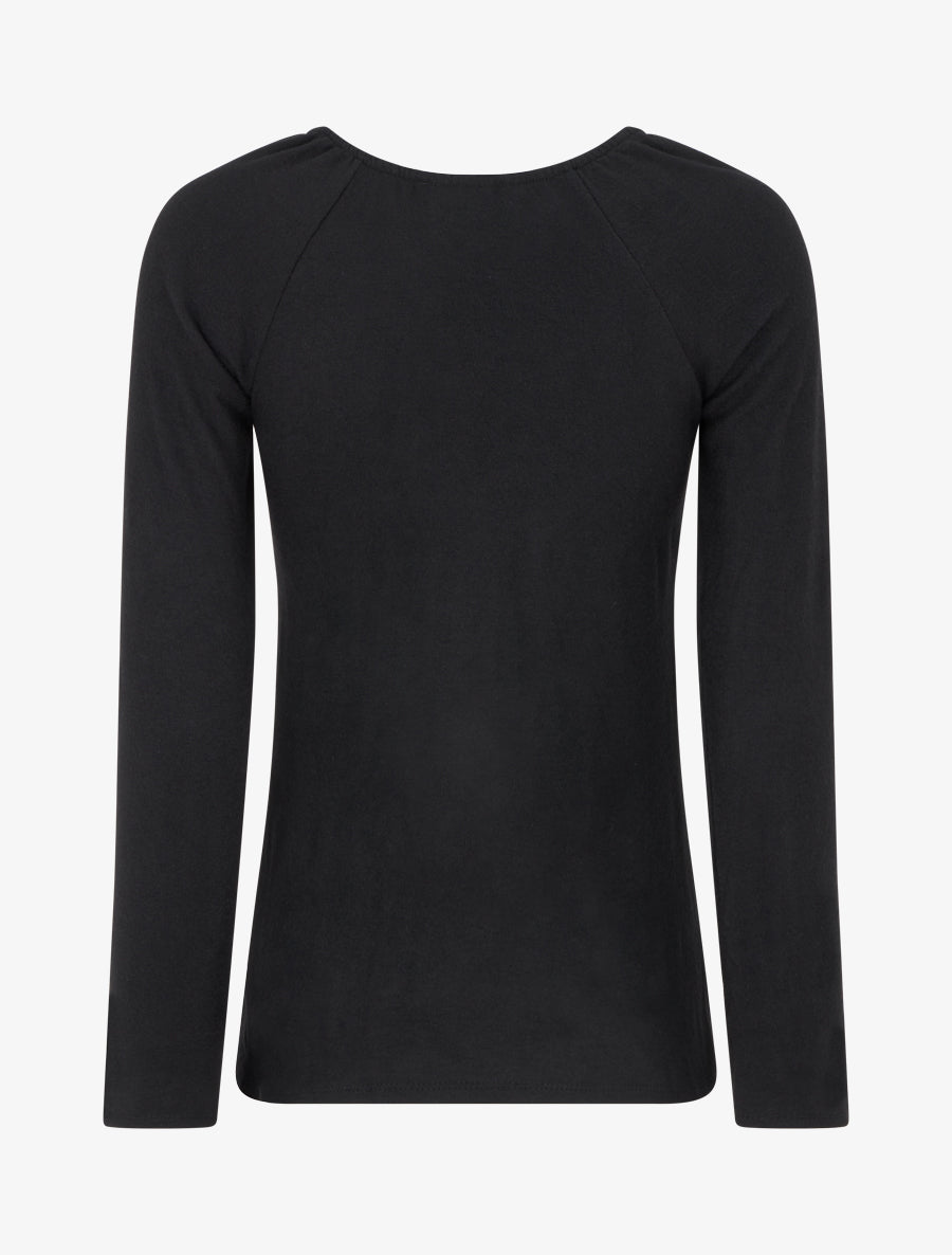 Pull fin uni à empiècement bijou - Noir - 2