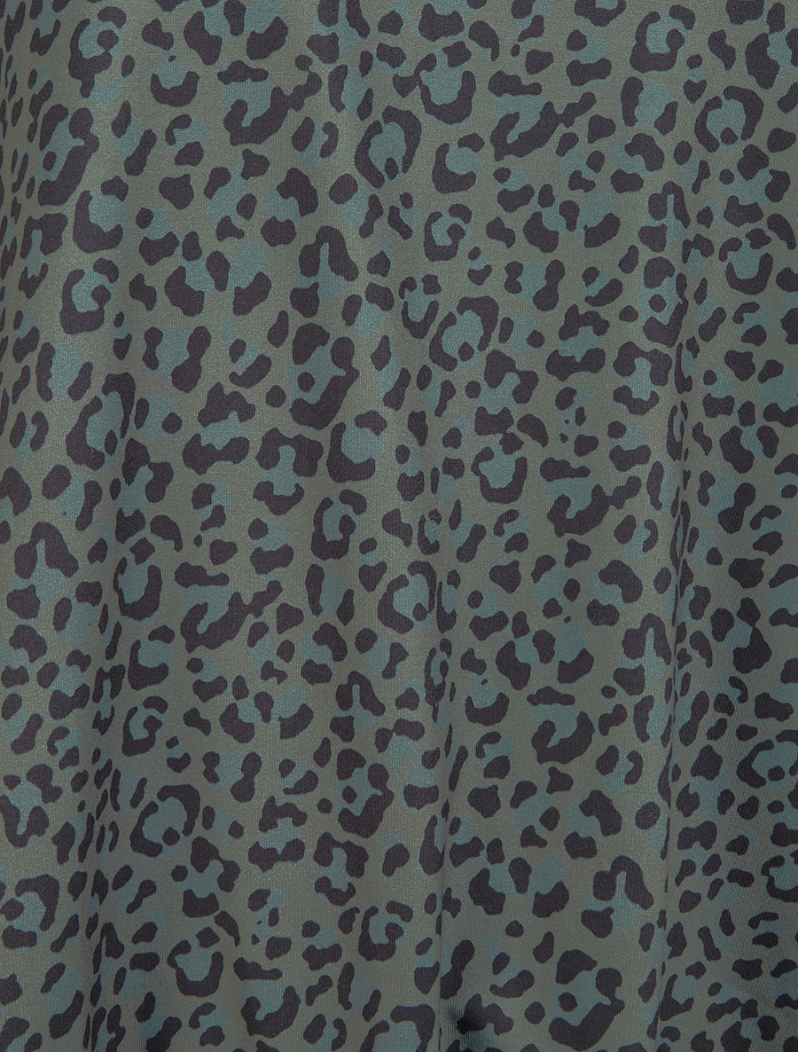 Top imprimé léopard à col rond irisé - Kaki - 3