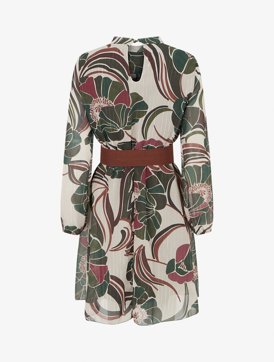 Robe irisée à imprimé floral - Kaki - 2