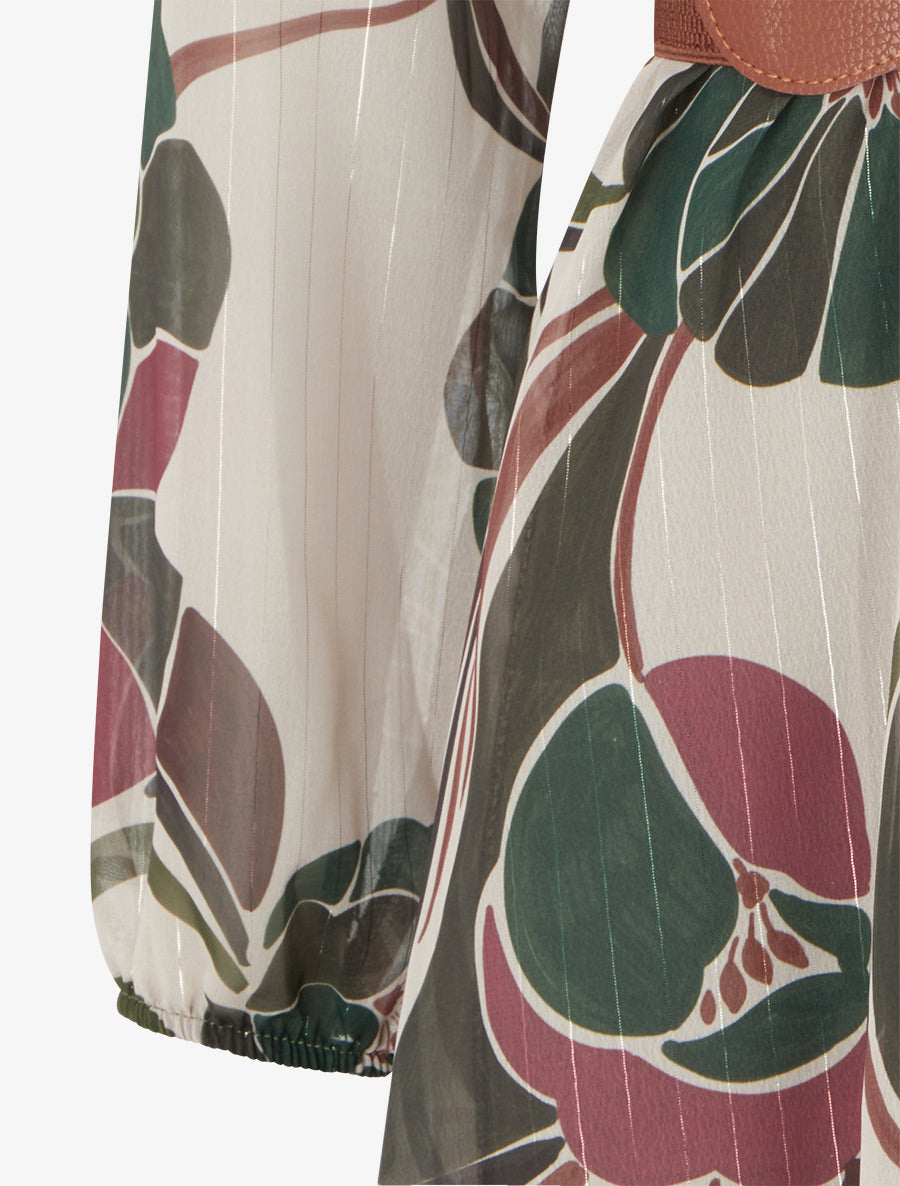 Robe irisée à imprimé floral - Kaki - 3