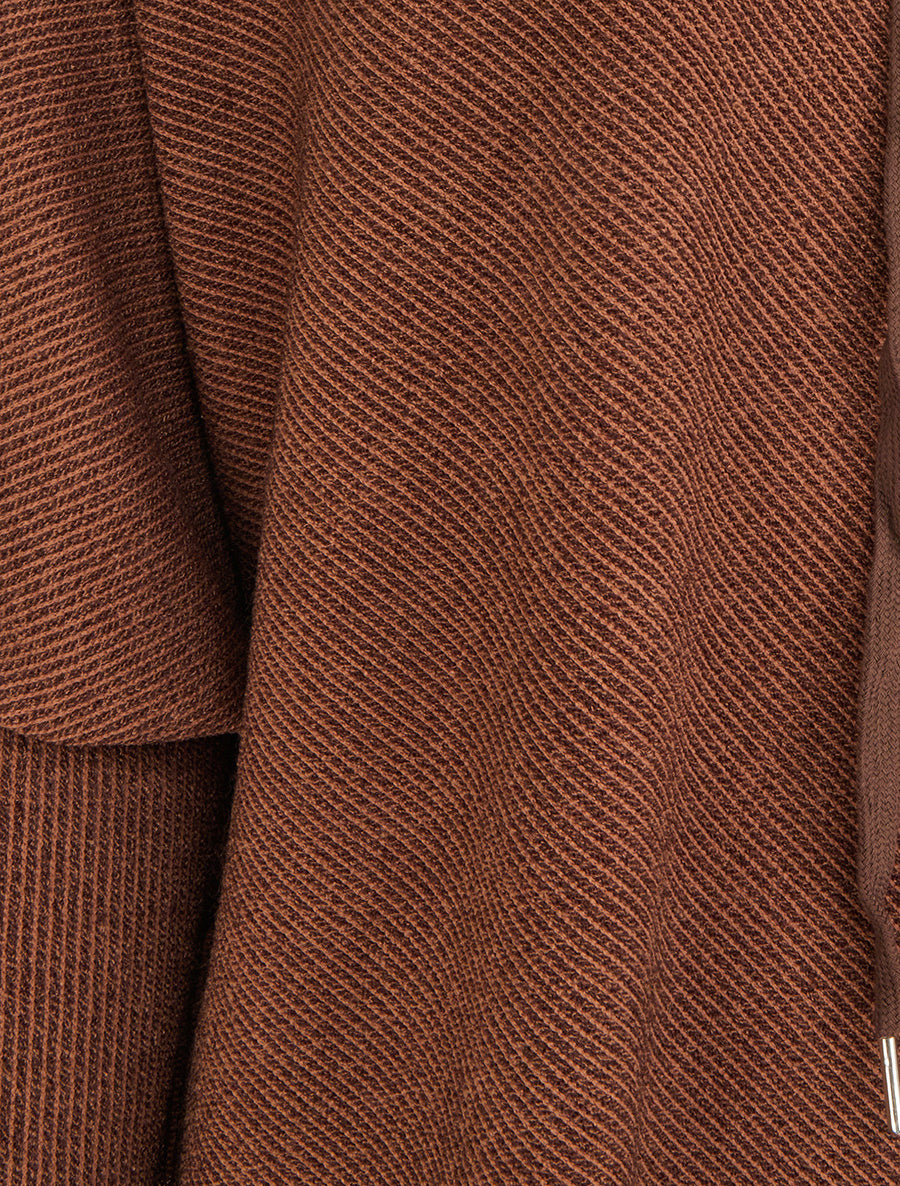 Pull fin asymétrique à capuche - Marron - 3