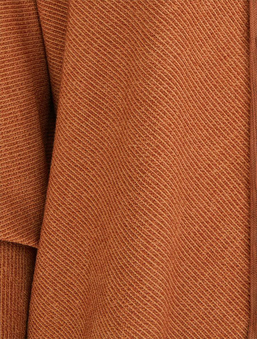 Pull fin asymétrique à capuche - Terre de sienne - 3