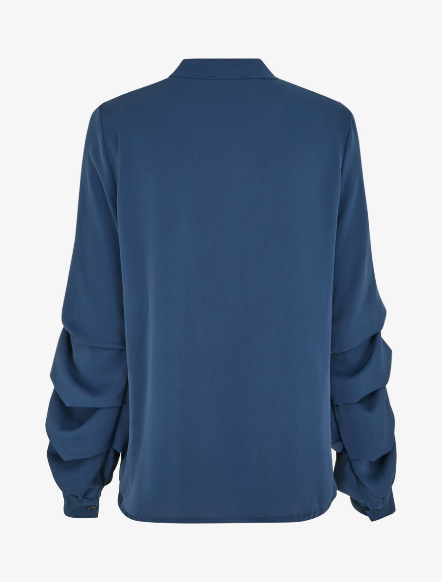 Blouse fluide unie à manches stylisées - Marine - 2