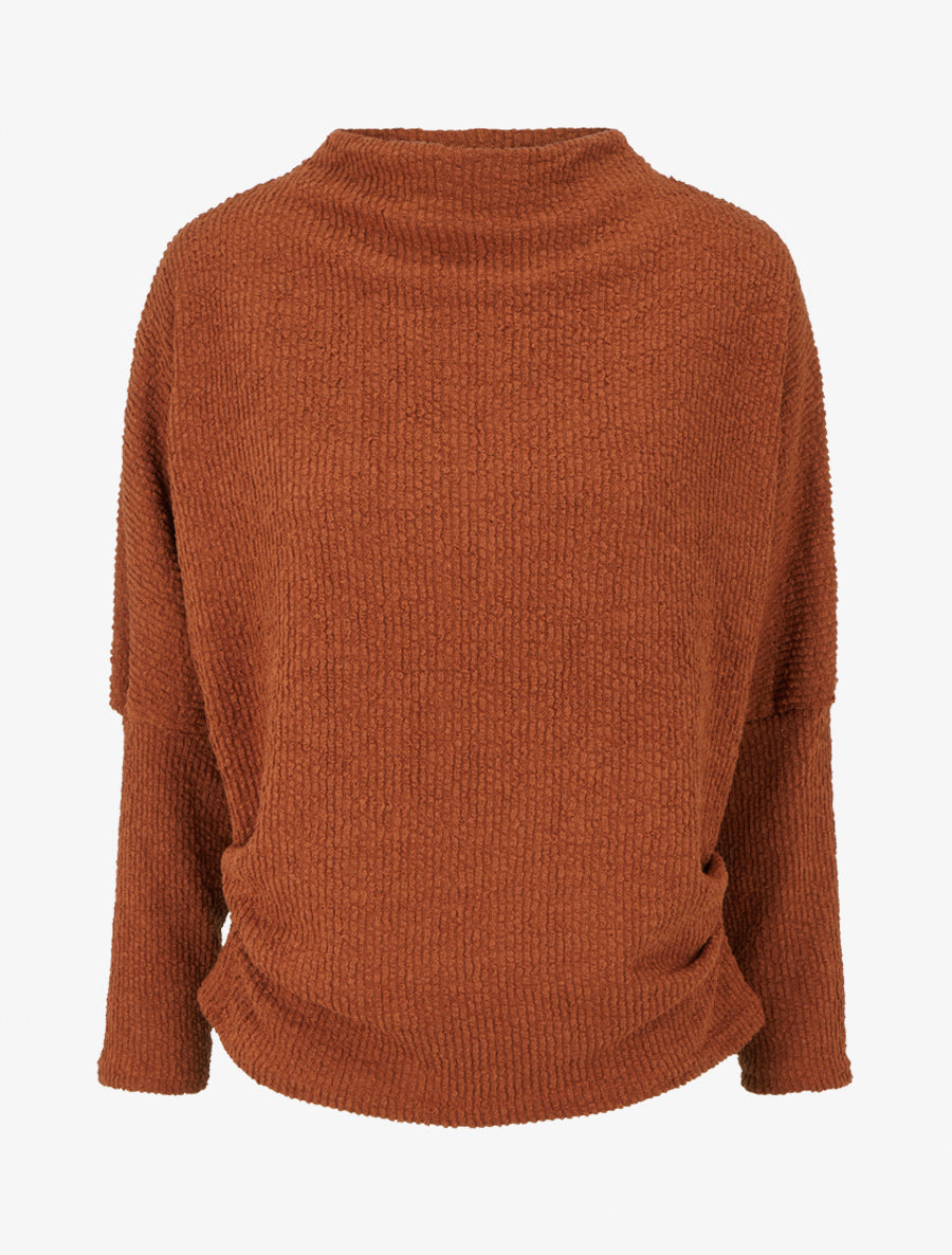 Pull texturé à manches longues - Terre de sienne - 1