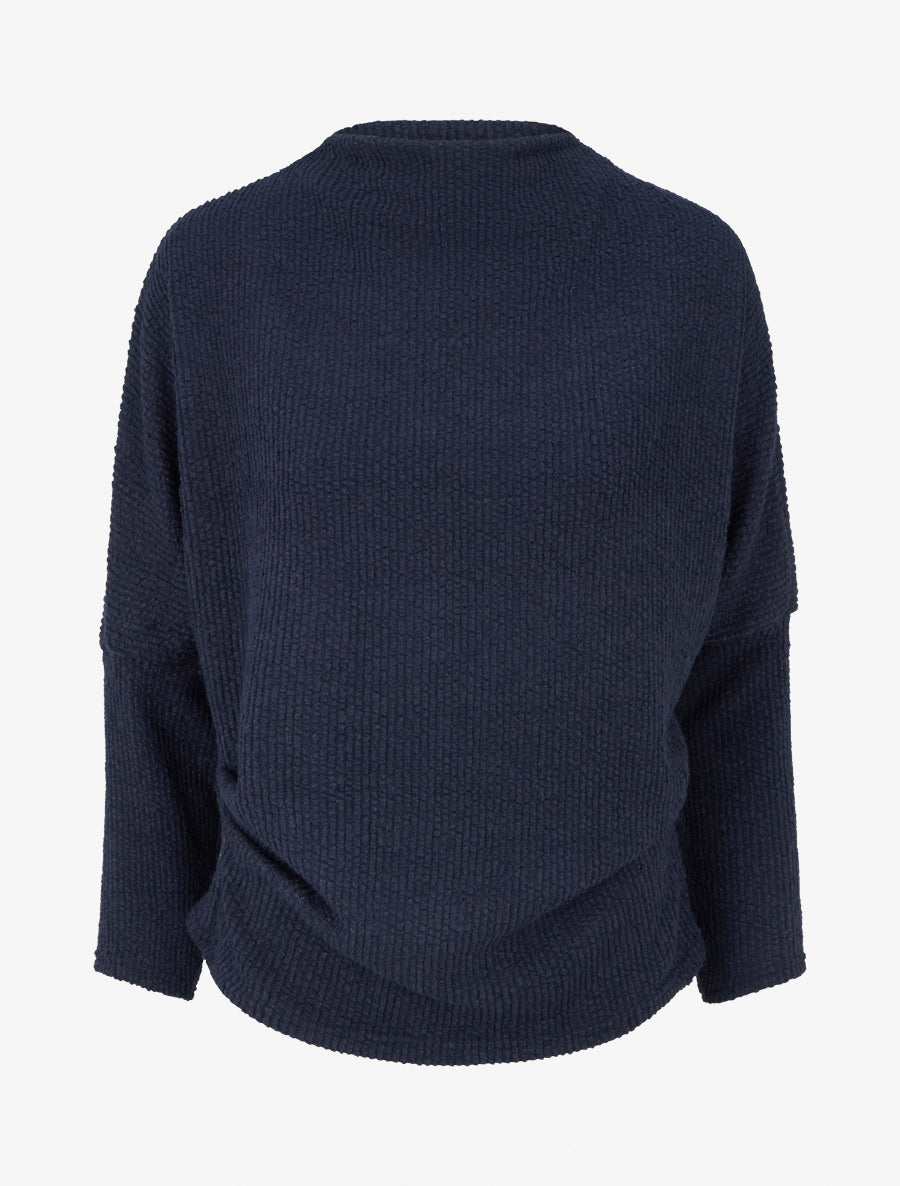 Pull texturé à manches longues - Marine - 1