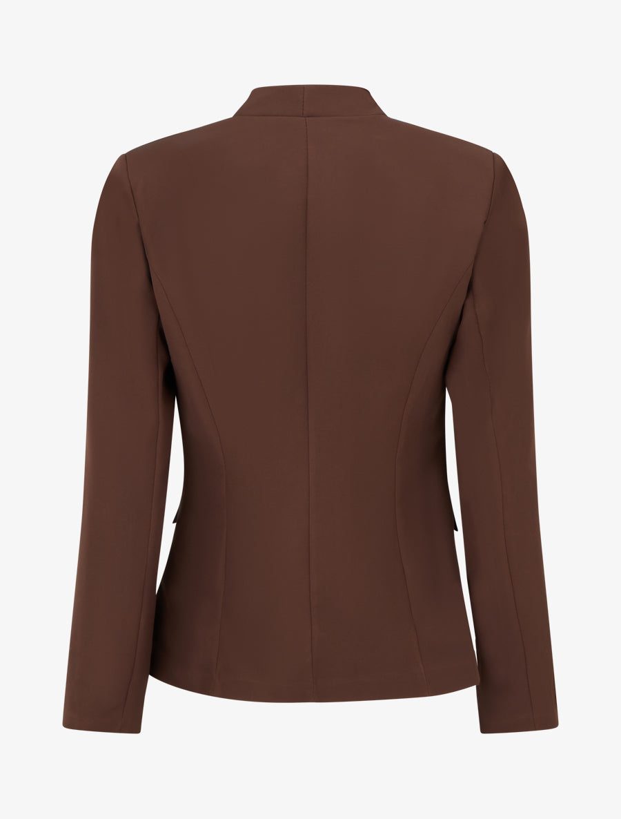 Blazer uni boutonné - Marron - 2