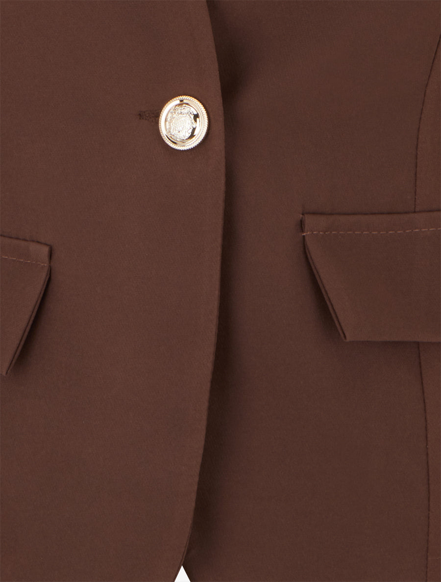 Blazer uni boutonné - Marron - 3