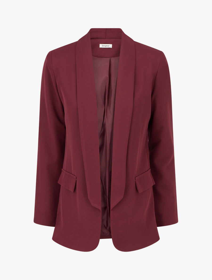 Blazer uni à poches décoratives - Lie de vin - 1