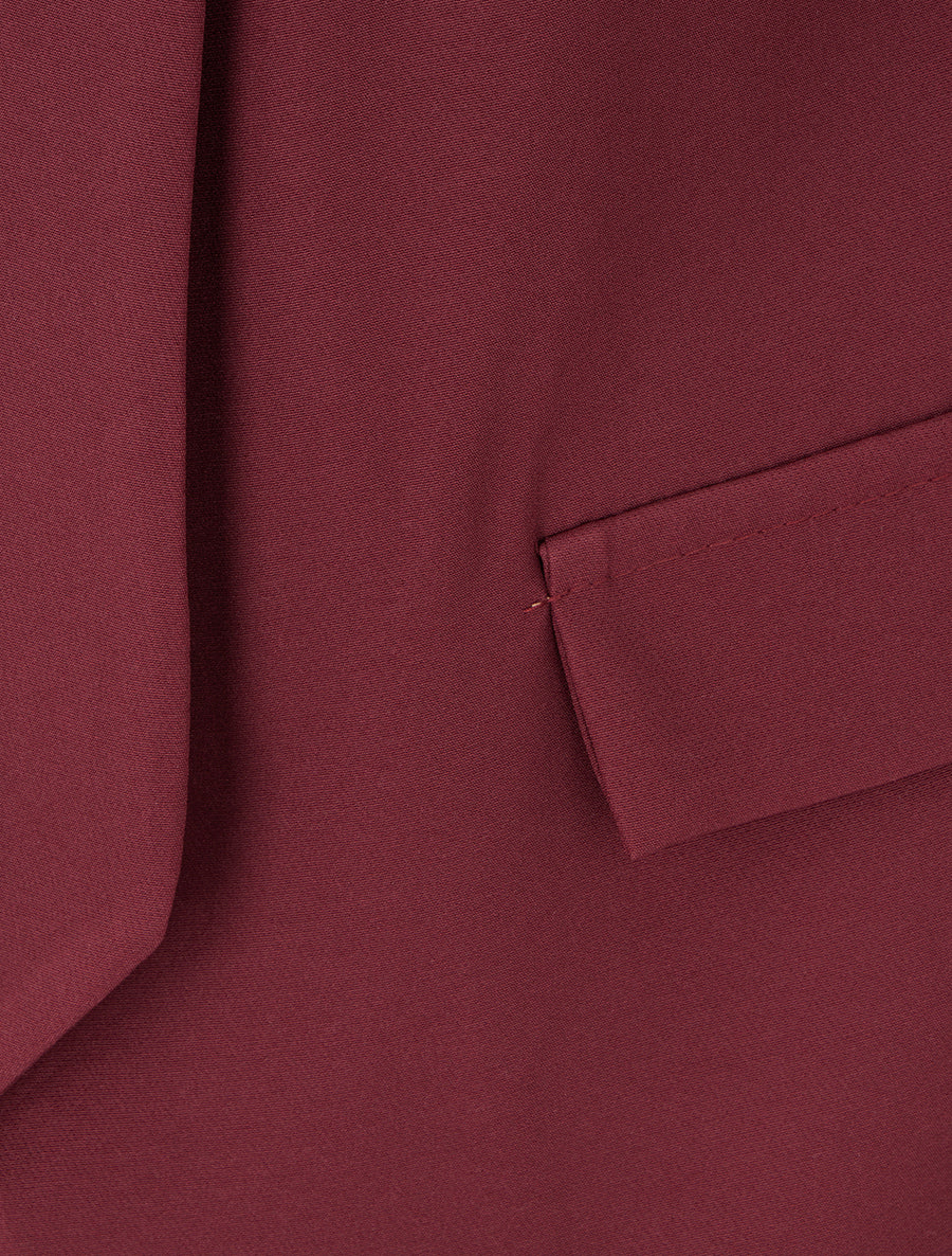 Blazer uni à poches décoratives - Lie de vin - 3