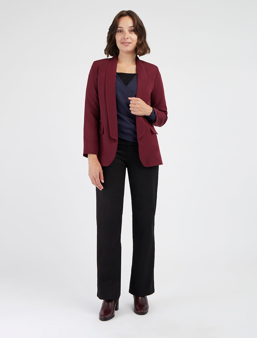 Blazer semplice con tasche decorative - Feccia di vino