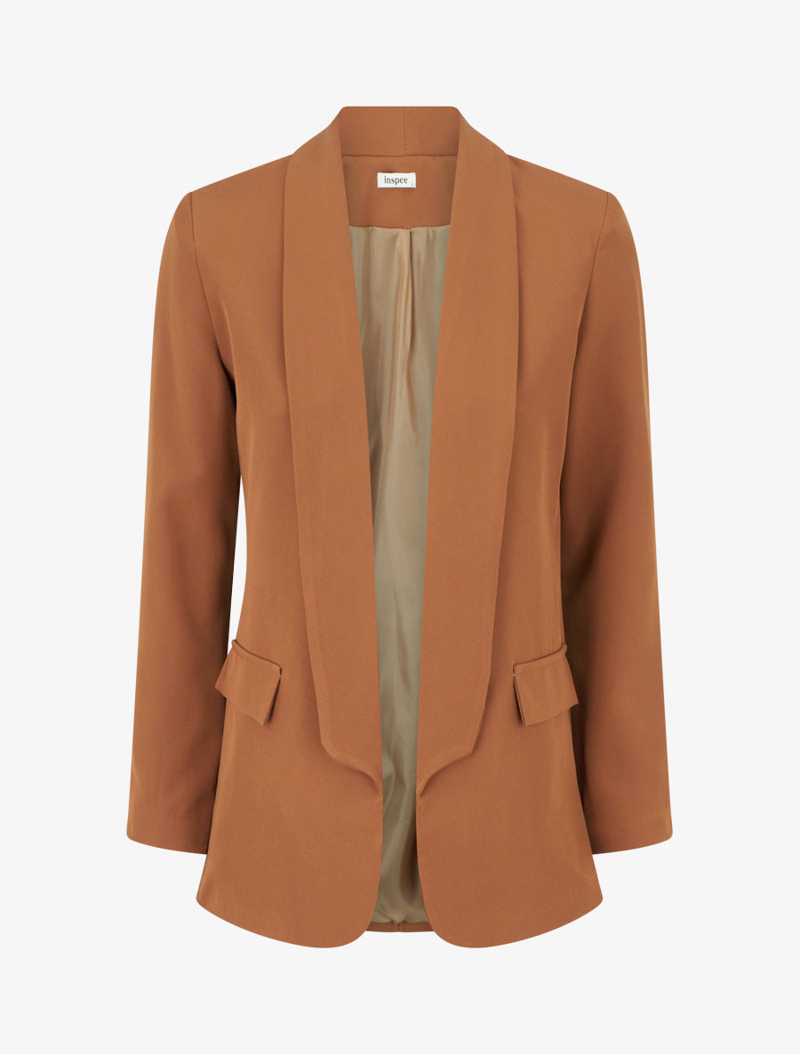 Blazer uni à poches décoratives - Camel - 1