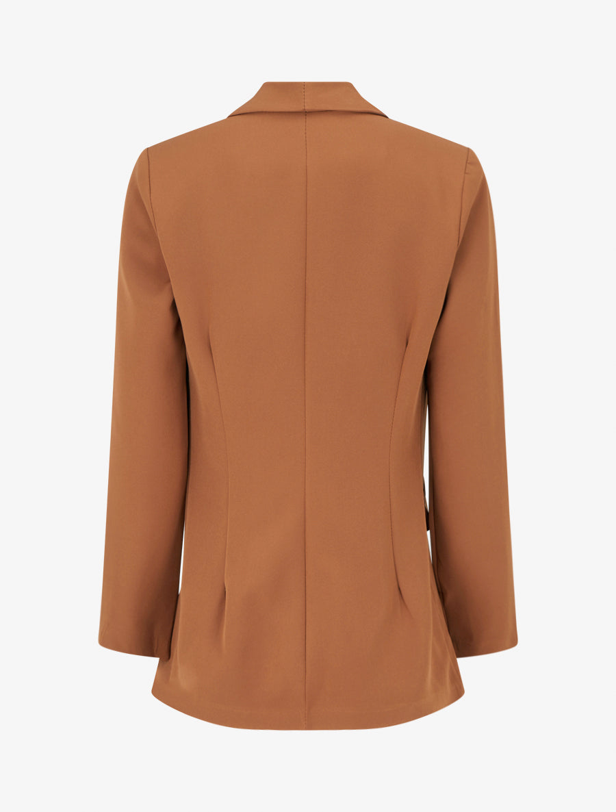 Blazer uni à poches décoratives - Camel - 2