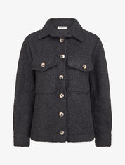 Manteau court effet laine bouclée - Noir - 1