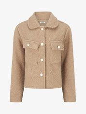 Manteau court effet laine bouclée - Taupe - 1