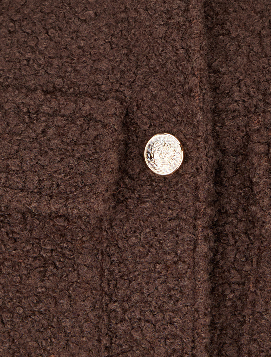 Cappotto corto effetto lana bouclé - Marrone