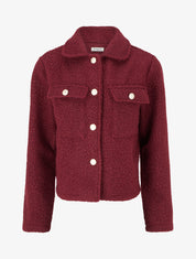 Manteau court effet laine bouclée - Bordeaux - 1