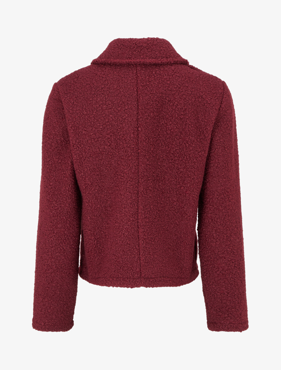 Manteau court effet laine bouclée - Bordeaux - 2