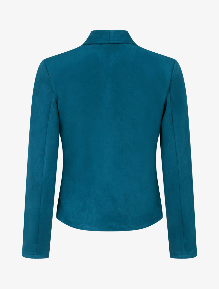 Veste en suédine à poches décoratives zippées - Bleu canard - 2
