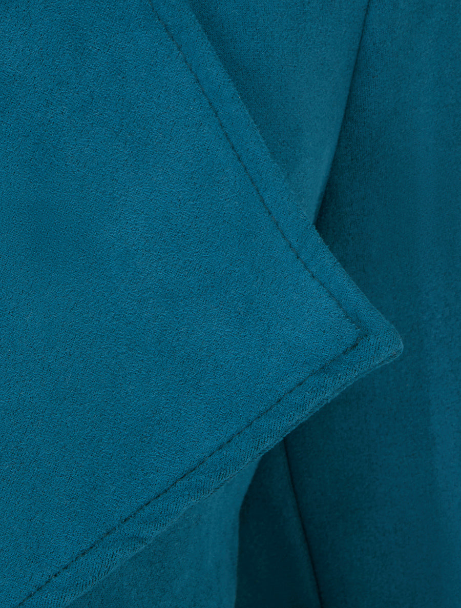 Veste en suédine à poches décoratives zippées - Bleu canard - 3
