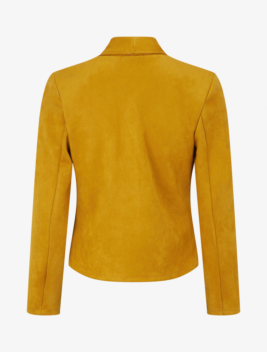 Veste en suédine à poches décoratives zippées - Jaune moutarde - 2
