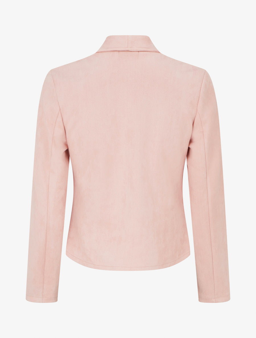 Veste en suédine à poches décoratives zippées - Rose - 2