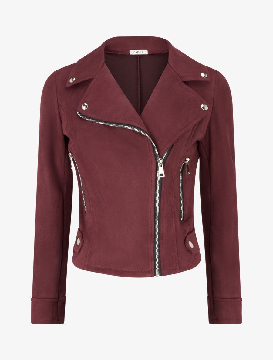 Veste en suédine à fermeture zippée - Prune - 1