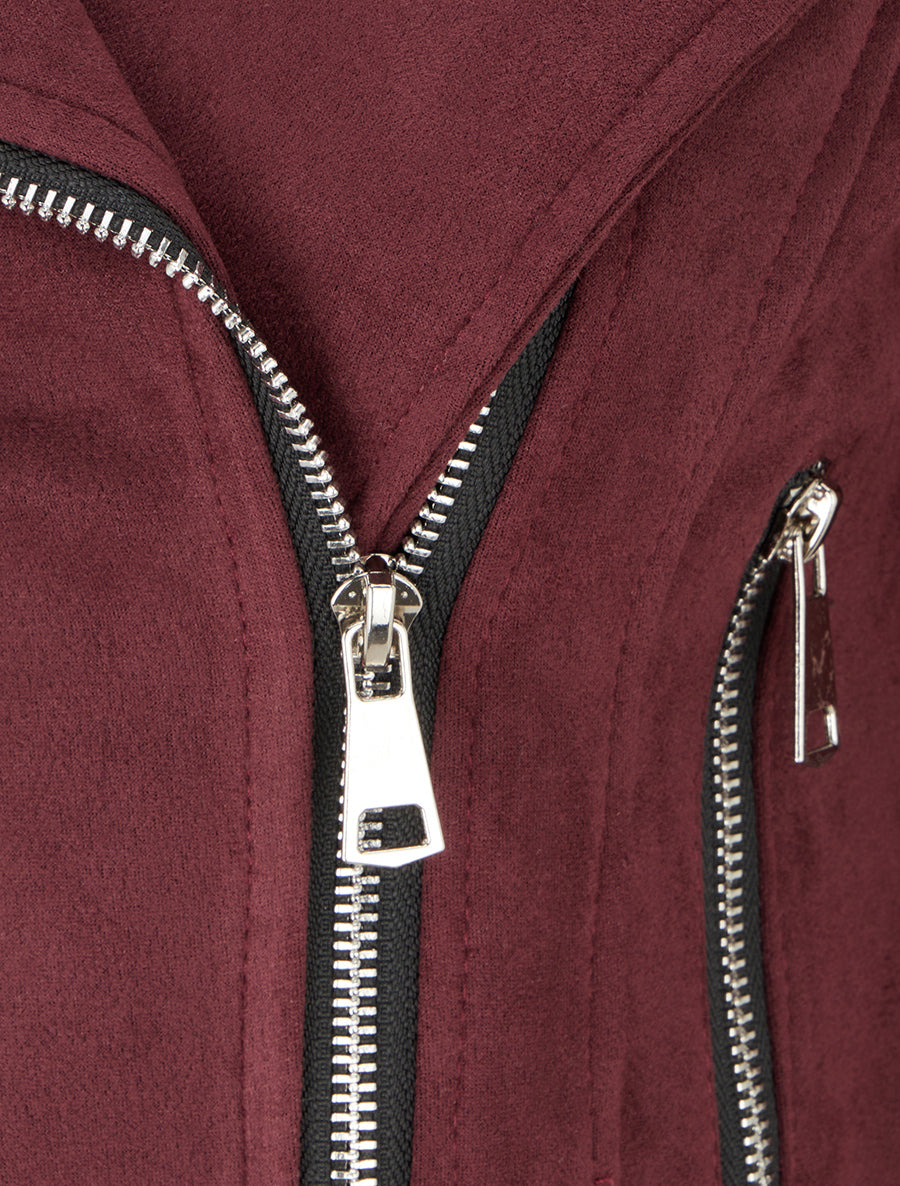 Veste en suédine à fermeture zippée - Prune - 3