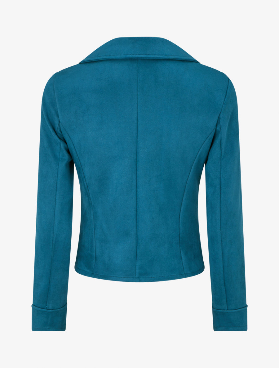 Veste en suédine à fermeture zippée - Bleu canard - 2