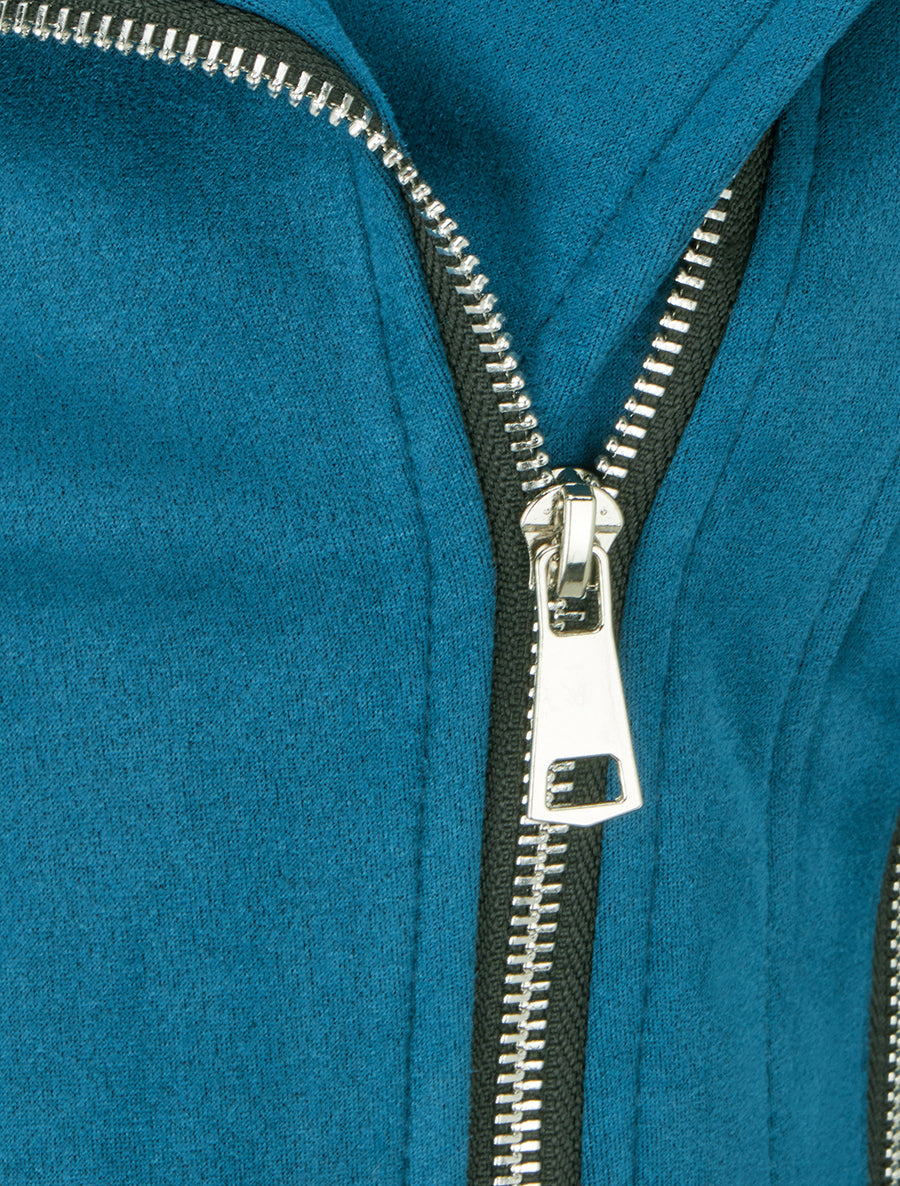 Veste en suédine à fermeture zippée - Bleu canard - 3