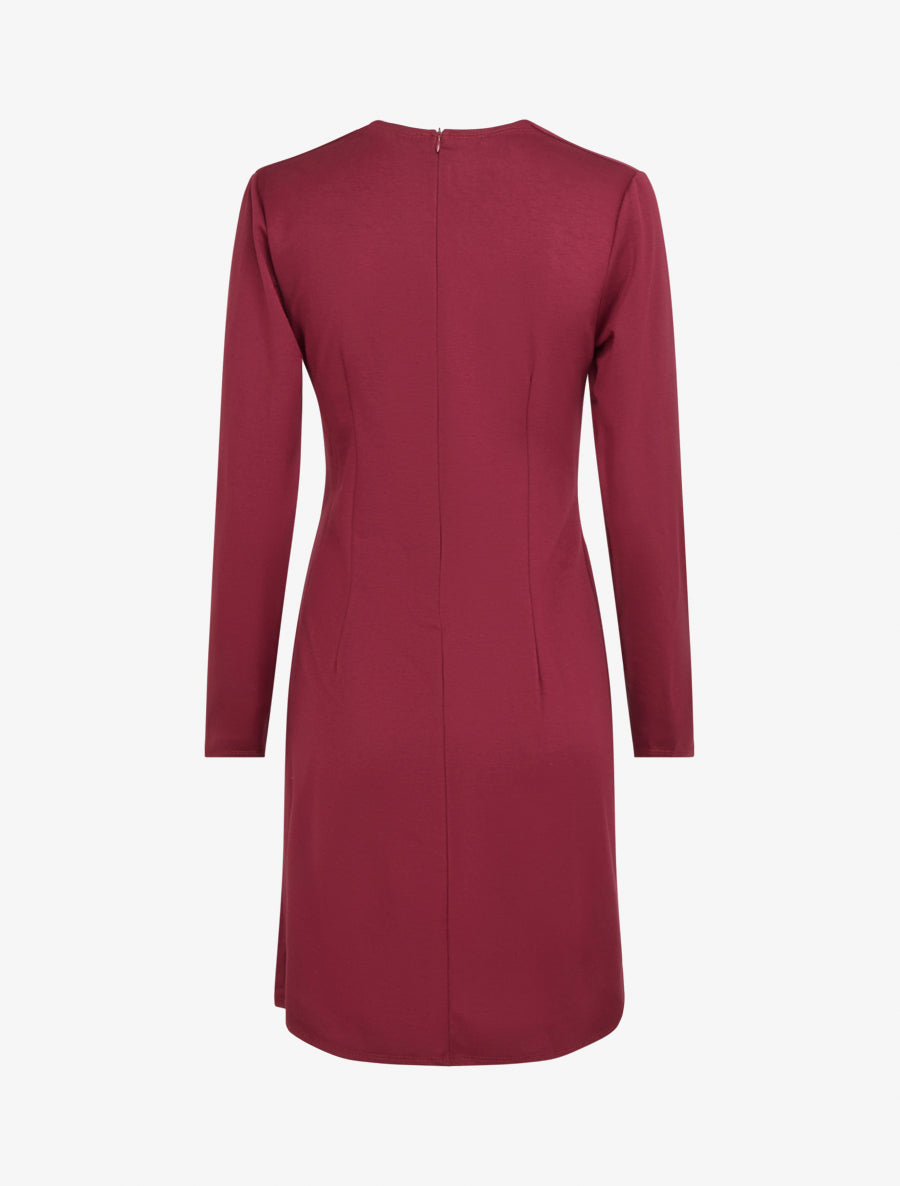 Robe droite effet torsadé à manches longues - Bordeaux - 2