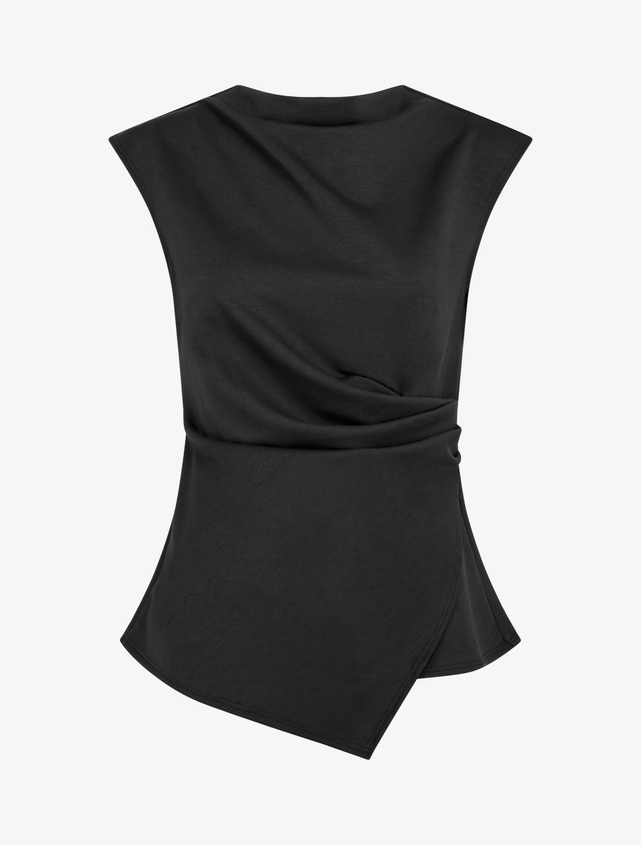 Top droit sans manches effet drapé - Noir - 1
