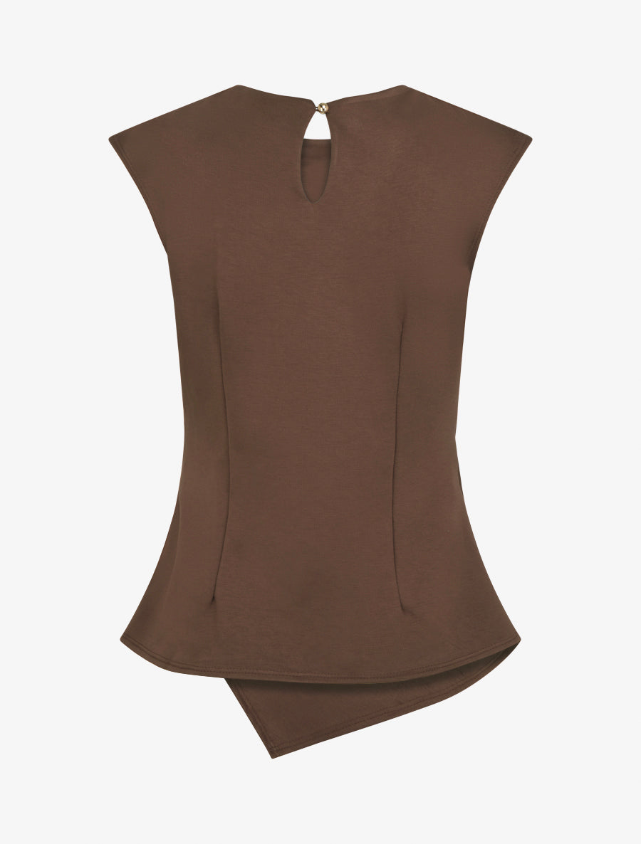 Top droit sans manches effet drapé - Marron - 2