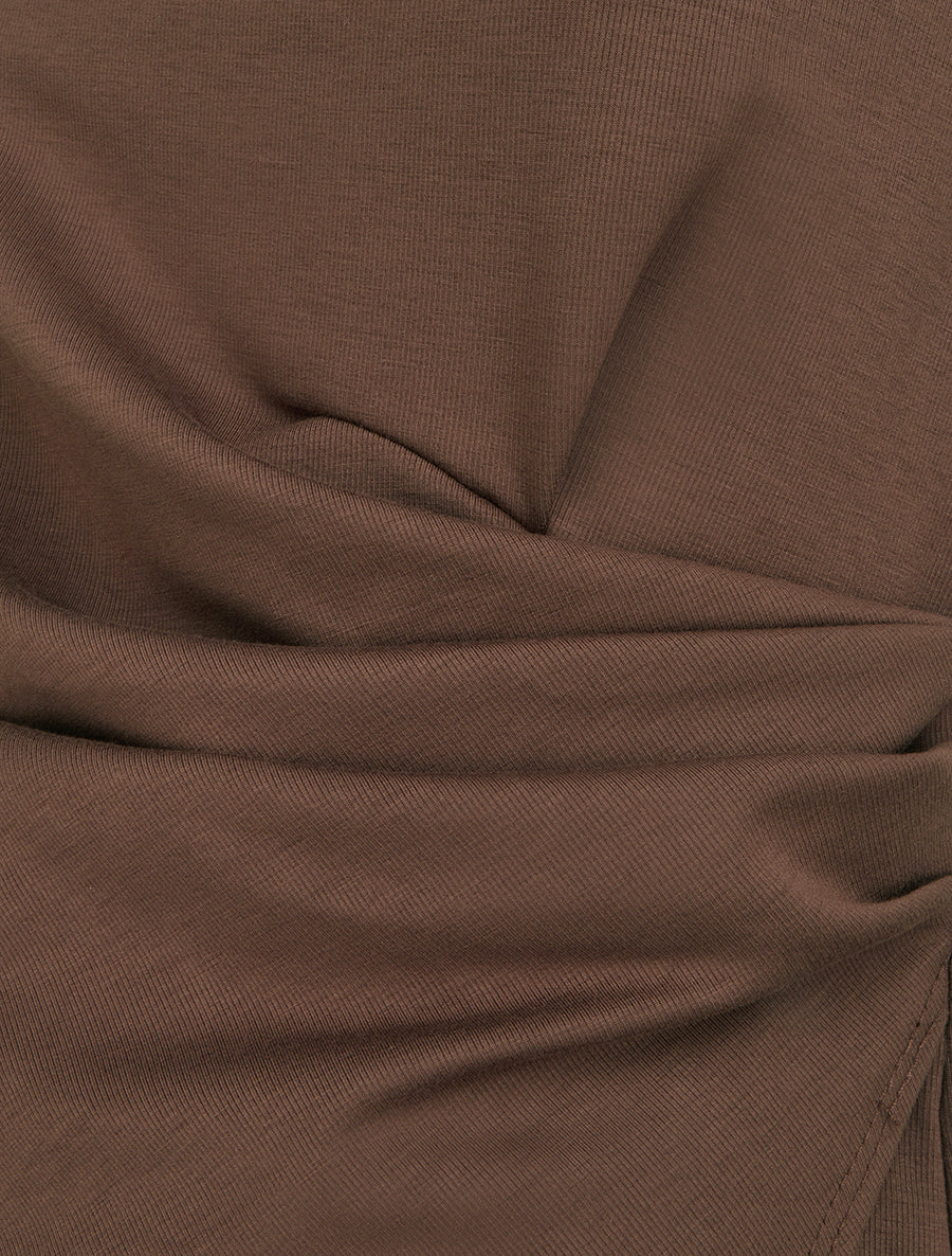 Top droit sans manches effet drapé - Marron - 3