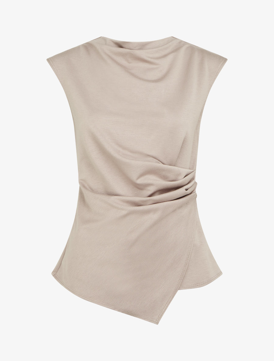 Top droit sans manches effet drapé - Taupe clair - 1