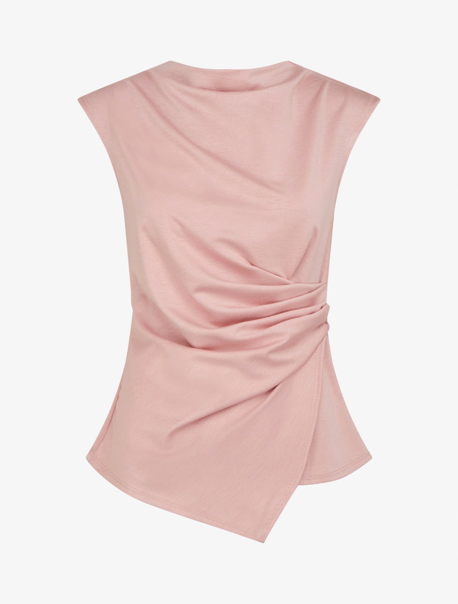 Top droit sans manches effet drapé - Rose - 1