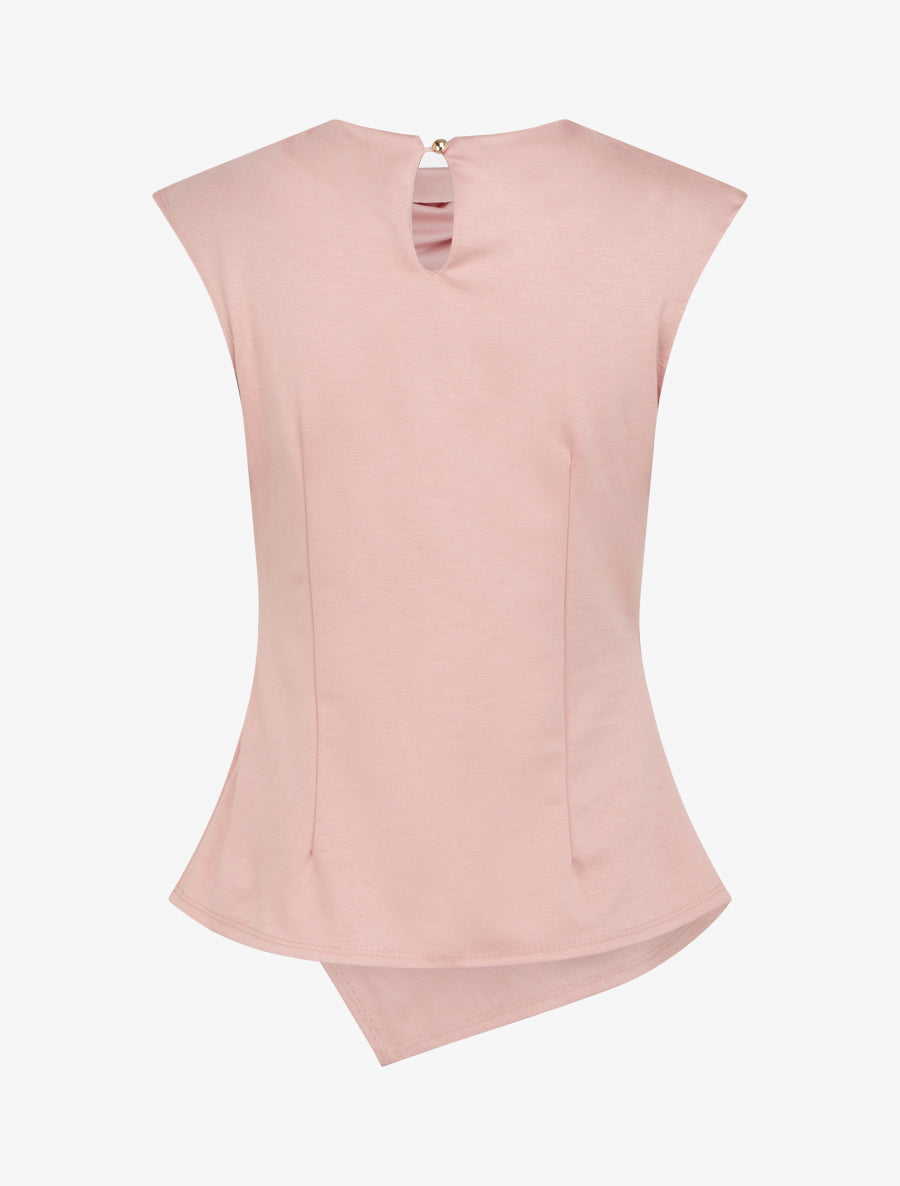 Top droit sans manches effet drapé - Rose - 2