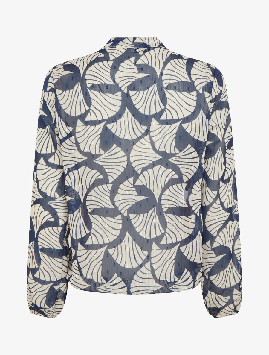Top irisé en voile imprimé fantaisie - Marine - 2